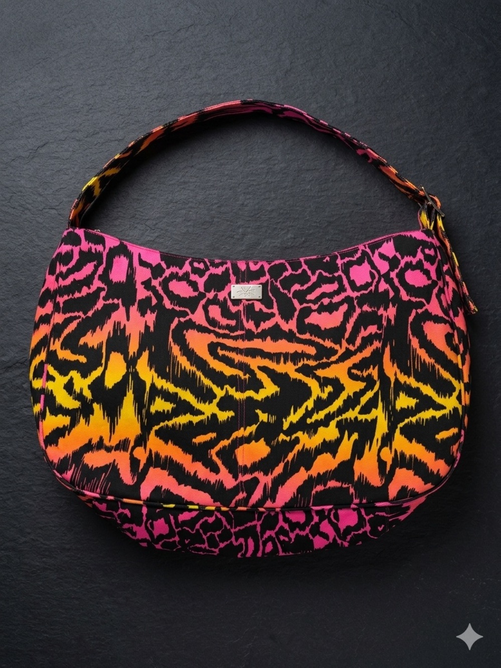 Black Pink Orange Yellow Animal Print Shoulder Bag